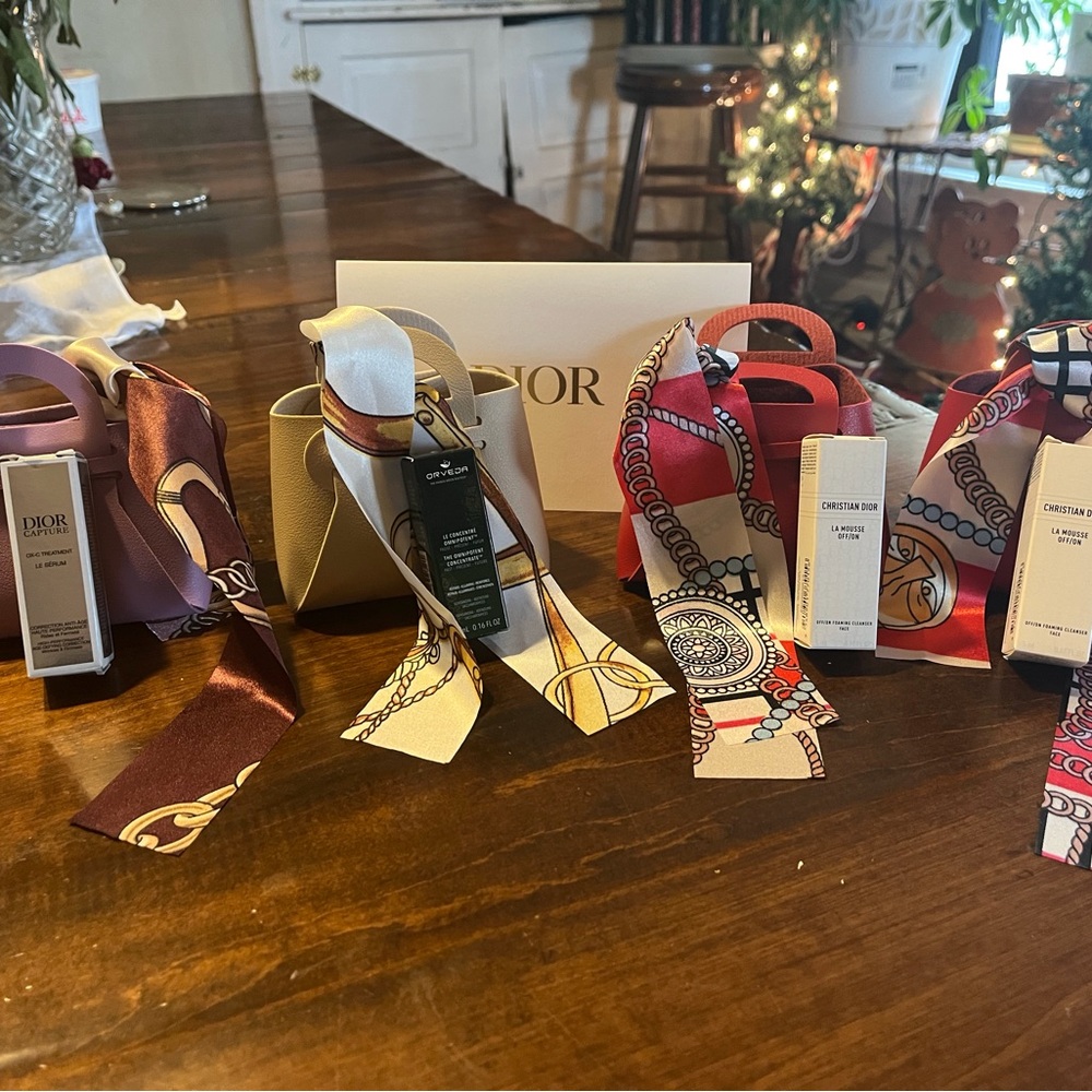 Authentic Christian Dior Mini Tote Bag with Printed Silk Twilly - Picture 2 of 16